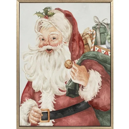 My Texas House Jolly Santa 30x40 Framed Holiday Wall Art | Walmart (US)