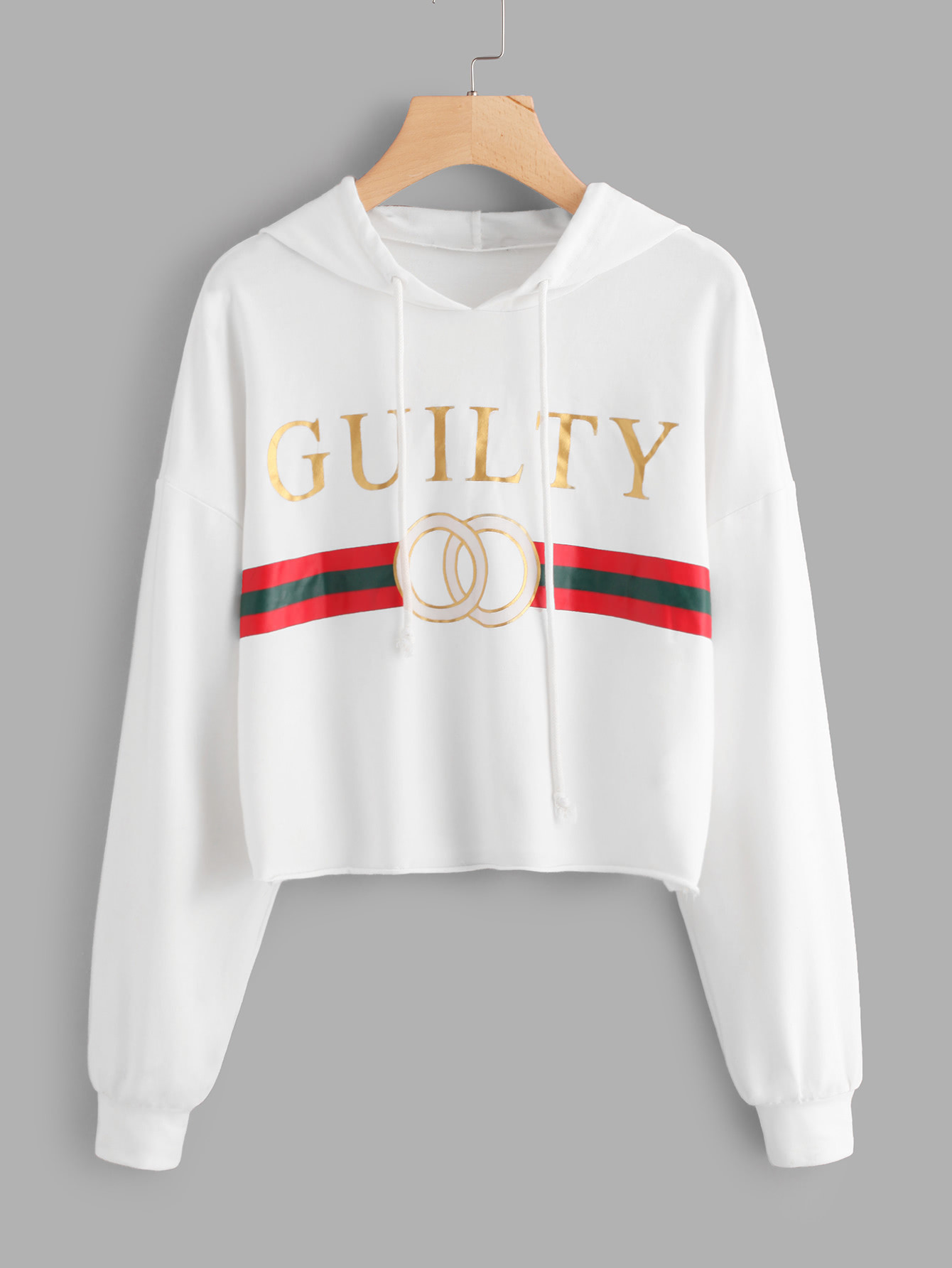 Crop Hoodie mit Muster | SHEIN