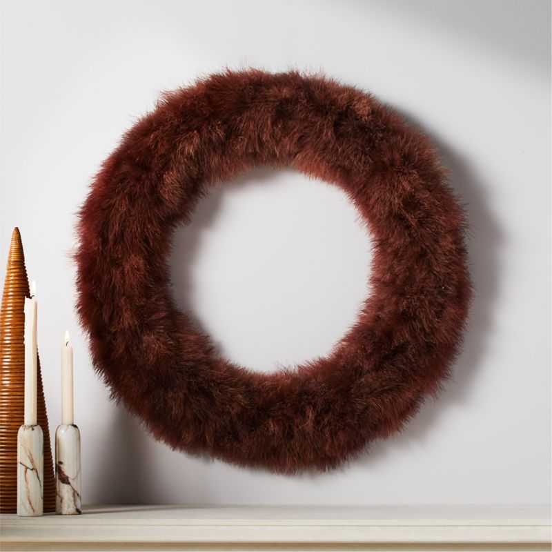 Fluffy Rouge Wreath 30'' | CB2 | CB2