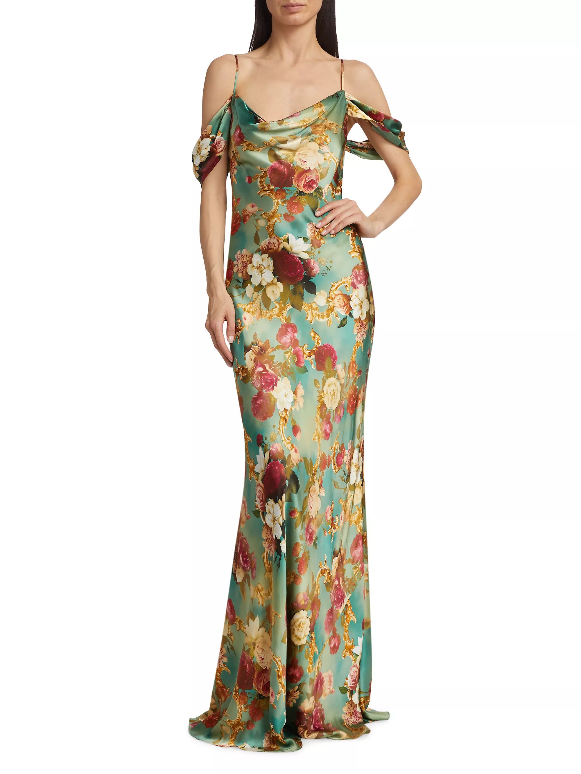 Kenna Floral Silk Off-the-Shoulder Gown | Saks Fifth Avenue