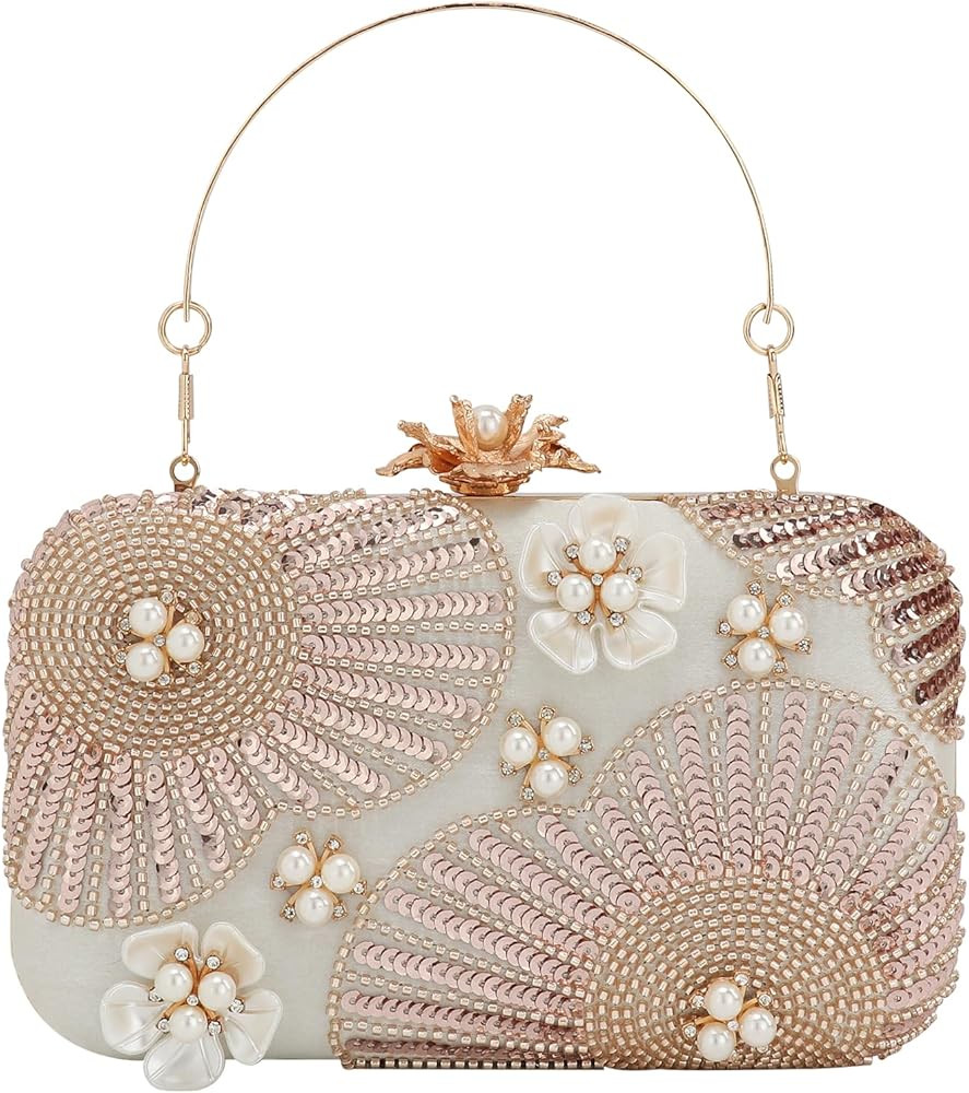 Womens Vintage Floral Embroidery Clutch Evening Handbag Shoulder Bags Purse for Wedding Party Pro... | Amazon (US)