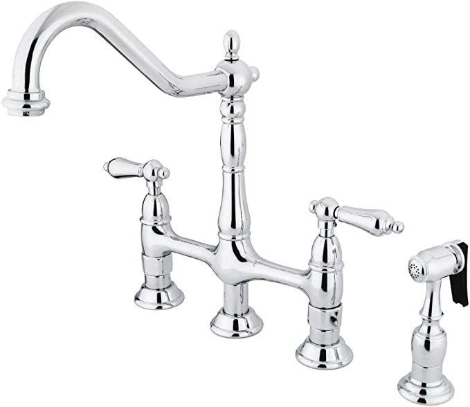 Elements of Design ES1271ALBS New Orleans 8" Center Kitchen Faucet with Side Sprayer, 8-3/4", Pol... | Amazon (CA)