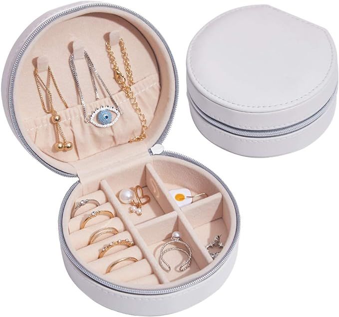 YOMEGO Travel Jewelry Organizer Portable Jewelry Storage Box with Faux Leather, Good for Necklace... | Amazon (US)