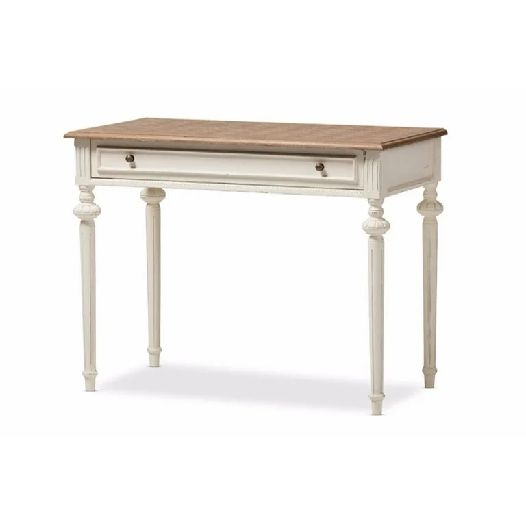 Baxton Studio Marquetterie French Provincial Weathered Oak and Whitewash Writing Desk | Walmart (US)