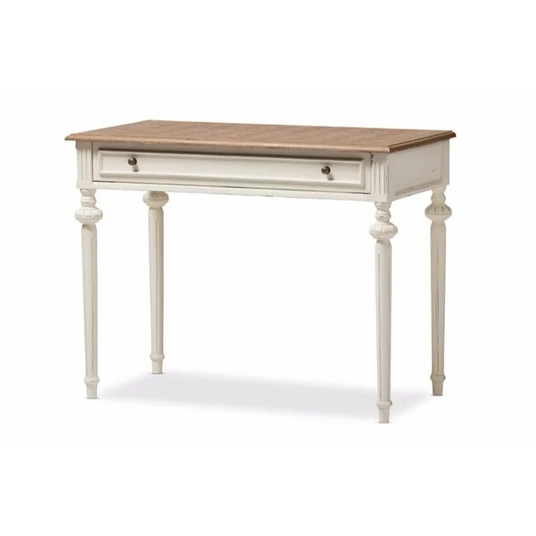 Baxton Studio Marquetterie French Provincial Weathered Oak and Whitewash Writing Desk | Walmart (US)