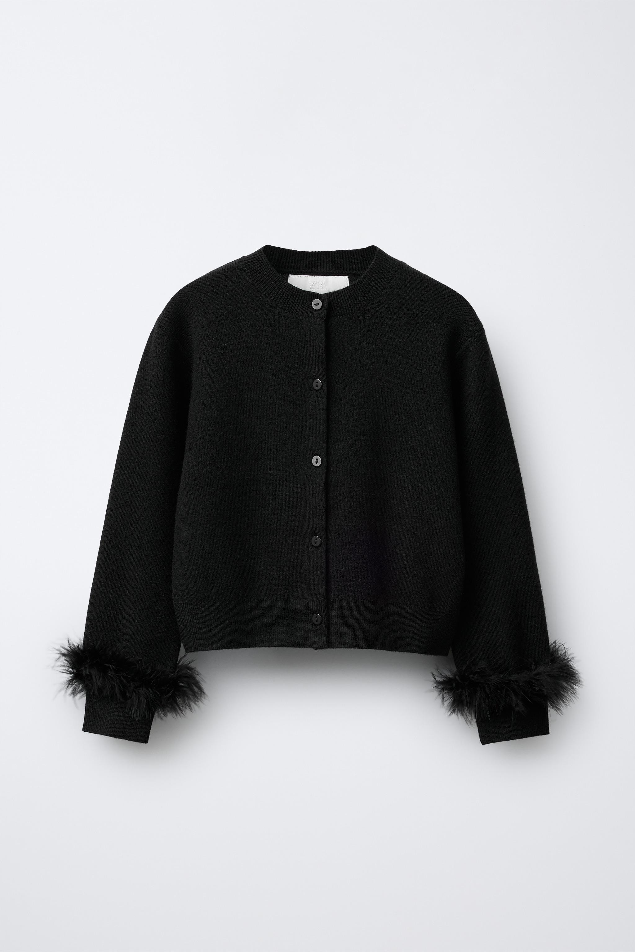 KNIT CARDIGAN WITH DETACHABLE FEATHERS | Zara US