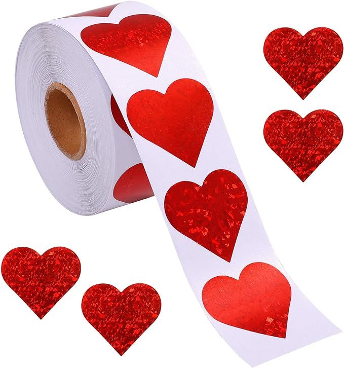 Ruisita 500 Pieces Glitter Heart Stickers Valentine's Love Decorative Stickers Valentine's Day De... | Amazon (US)