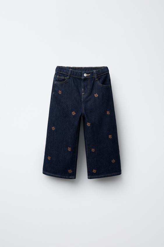 EMBROIDERED BEAR CULOTTE JEANS | Zara US