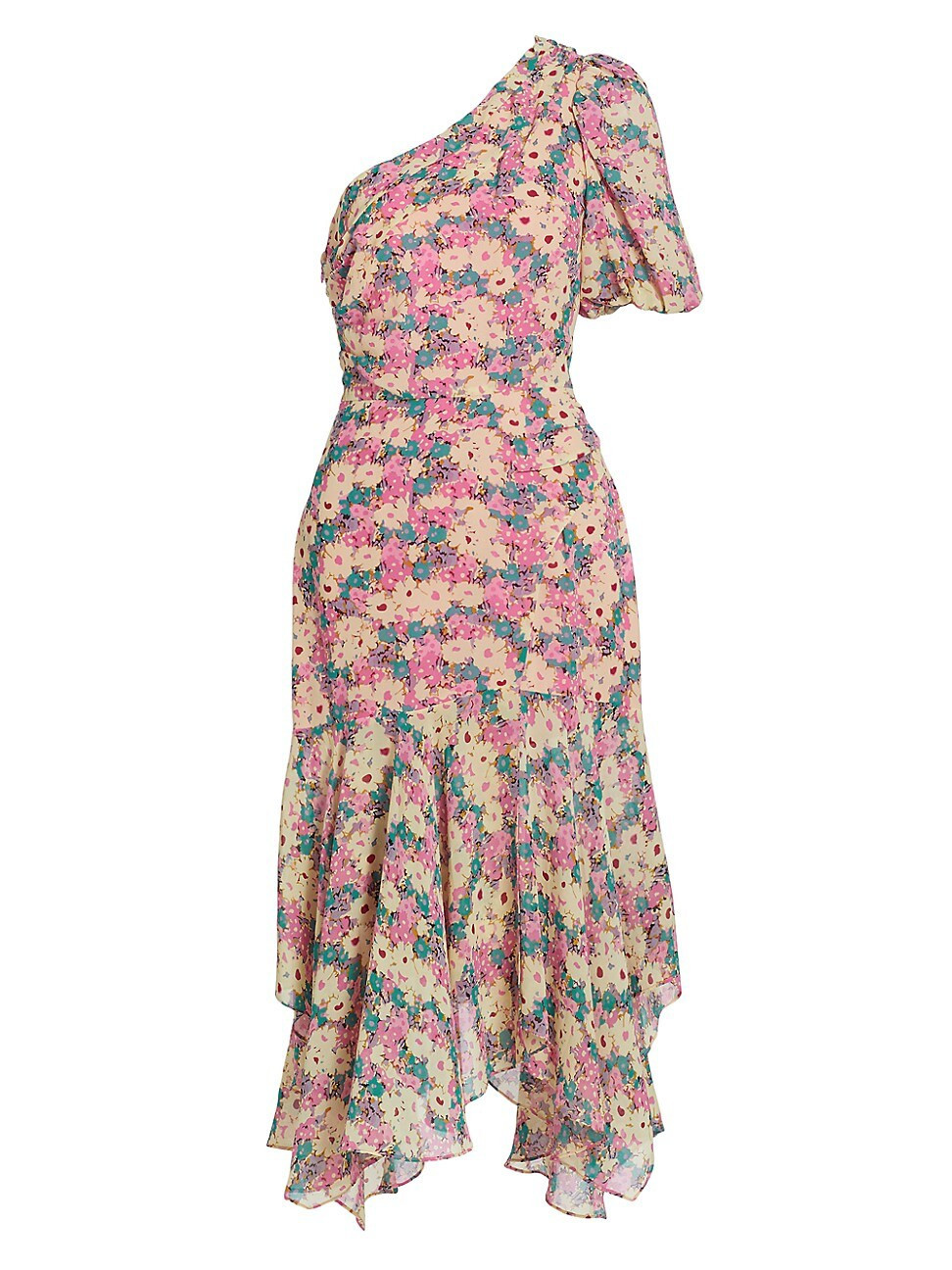Women's Santorini One-Shoulder Floral Midi-Dress - Pink Black Floral - Size Small | Saks Fifth Avenue