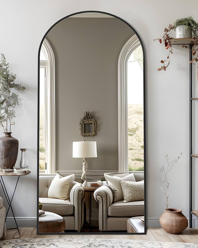 Full Length Mirror, 71"x32" Arched Floor Mirror Freestanding, Oversized Floor Standing Full Body ... | Amazon (US)