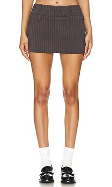 Lovers and Friends Ashley Mini Skirt in Grey Pinstripe from Revolve.com | Revolve Clothing (Global)