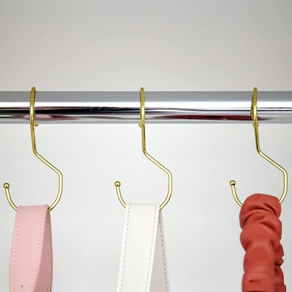 Purse Organizer for Closet - 6 Bag Hooks - Gold - Purse Hangers for Closet with Unique Twisted Ho... | Amazon (US)