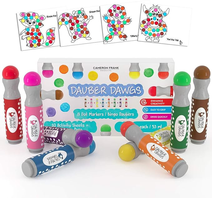 8-pack Washable Dot Markers / Bingo Daubers Dabbers Dauber Dawgs Kids / Toddlers / Preschool / Ch... | Amazon (US)