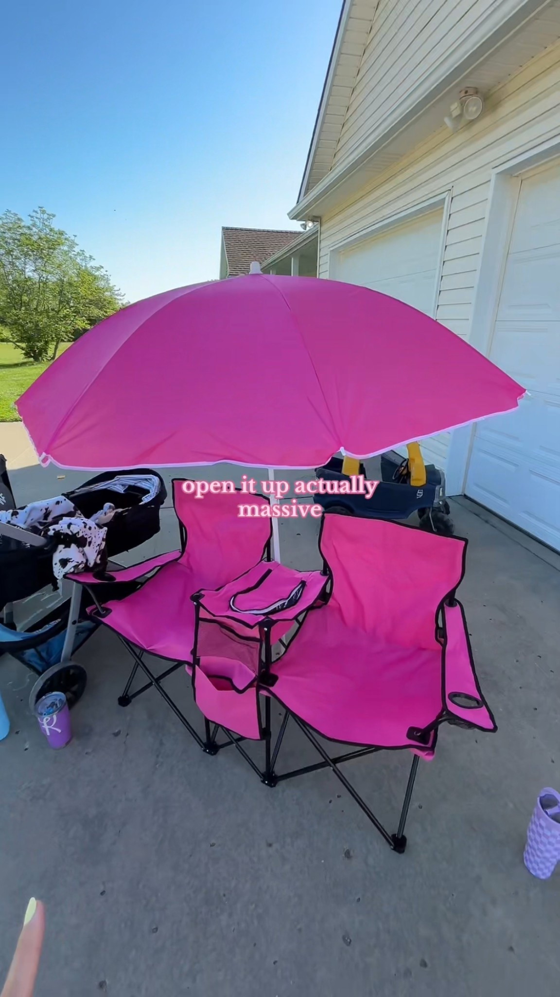 Okayyy this double chair setup is officially my summer personality.
It has a little cooler in the middle (for snacks, juice boxes, or… mom drinks), pockets, and a GIANT umbrella for shade. I obviously went with hot pink — because duh — but it’s a little pricier, so I also linked a similar one that comes in other cute colors and won’t break the bank.
Perfect for ball games, park days, or just vibing in the backyard while the kids run wild.

#LTKSummer
#TikTokMomFinds
#OutdoorMomGear
#BaseballMomHack
#DoubleChairFind
#LTKUnder50
#MomEssentials
#LTKwithKids
#StayAtHomeMomStyle
