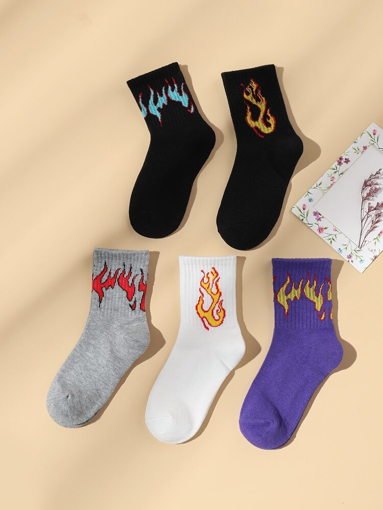 5pairs Toddler Kids Flame Pattern Socks | SHEIN