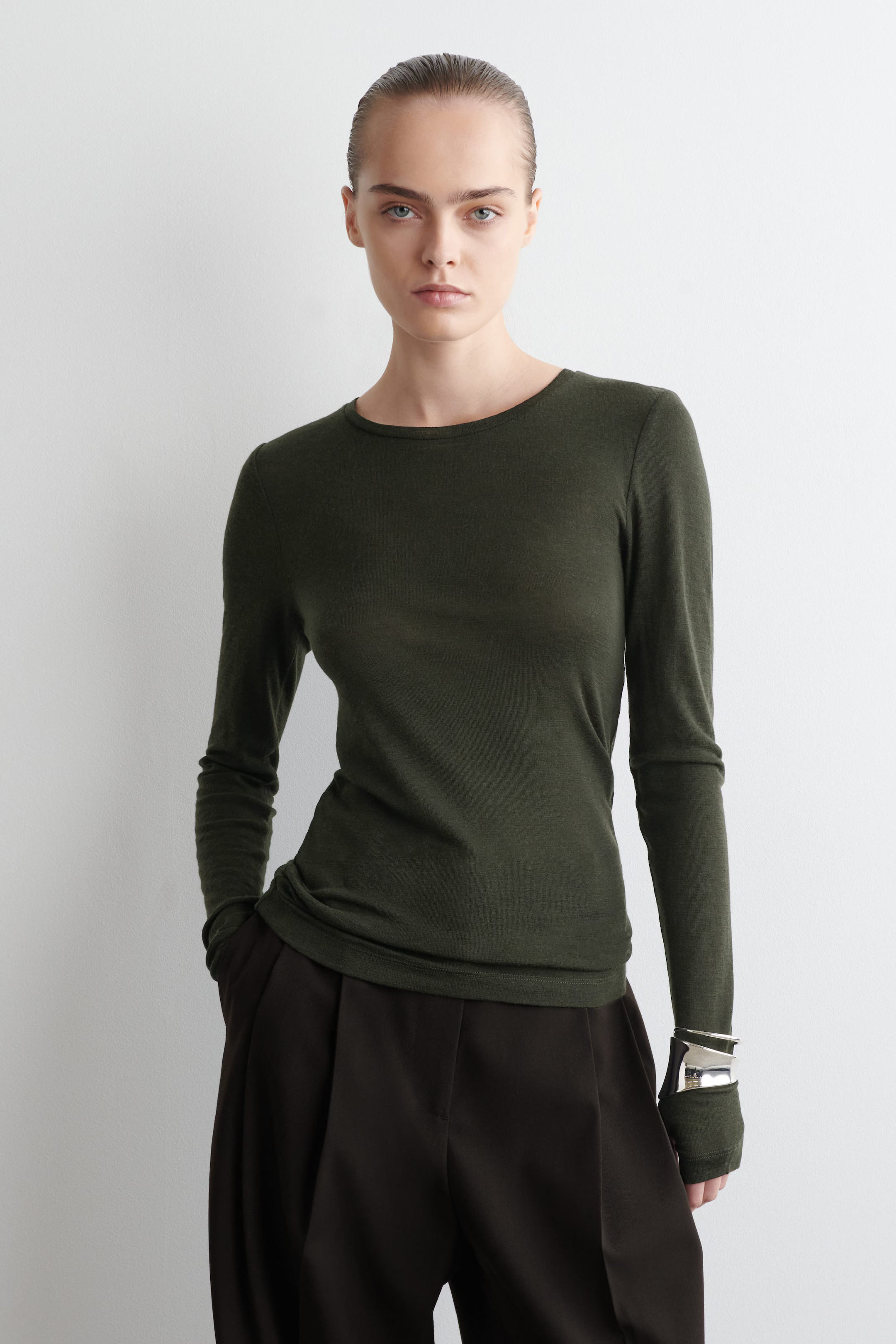 SLIM MERINO WOOL SWEATER - DARK GREEN | COS US | COS (US)