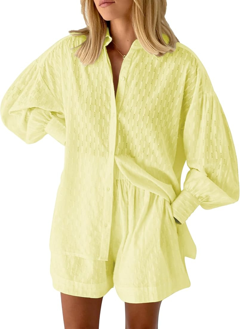 Women’s 2 Piece Casual Sets Tracksuits Outfits Sets Relaxed Long Sleeve Shirt Loose High Waisted Sid | Amazon (US)