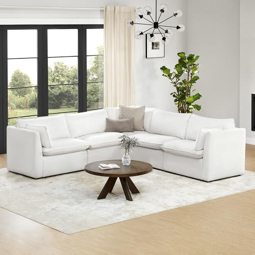 CHITA Luxury Oversized V-Shaped Sectional Modular Sofa, Premium Down Filled Cloud Couch, FSC Certified, 107''Width, 6 Seat and 1 Middle Corner for Living Room, Cream | Amazon (US)