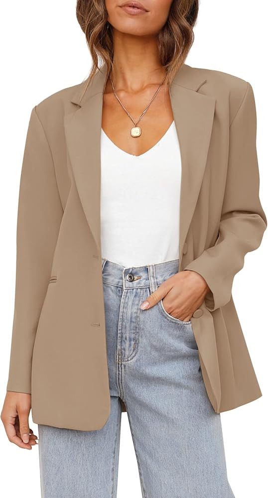 Women's Casual Blazers Long Sleeve Oversized Open Front Business Lapel Button Work Office Jackets | Amazon (US)