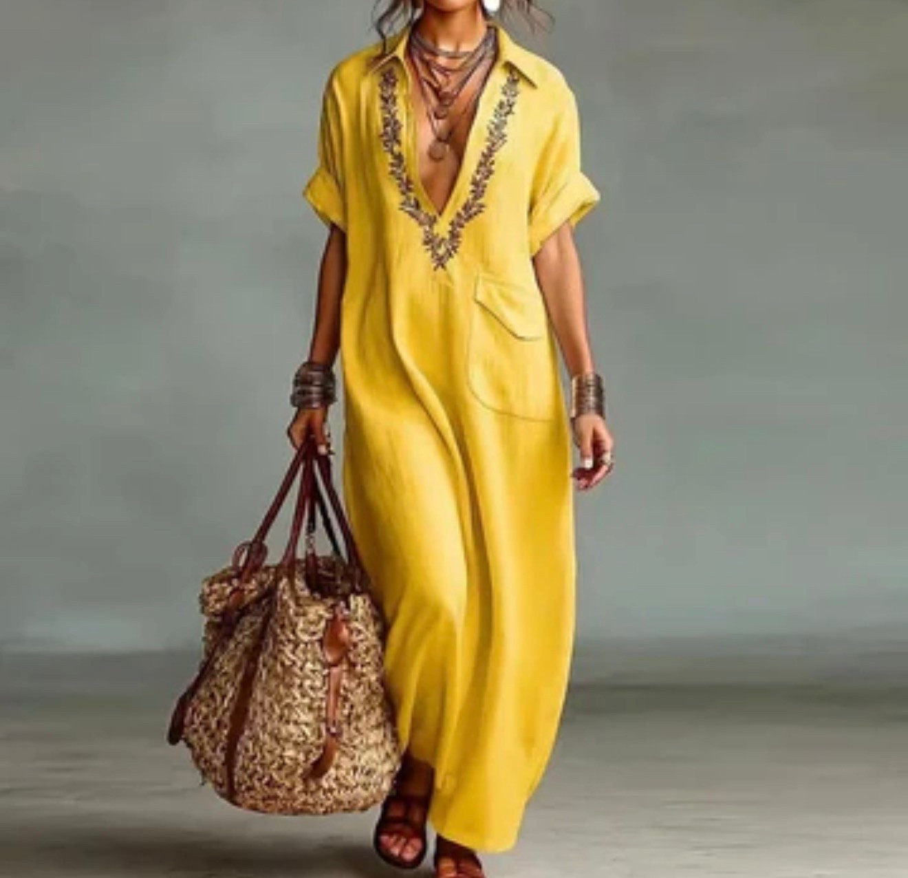 BYONCE V NECK KAFTAN DRESS  #ltkvacationdress

#LTKootd #LTKSeasonal