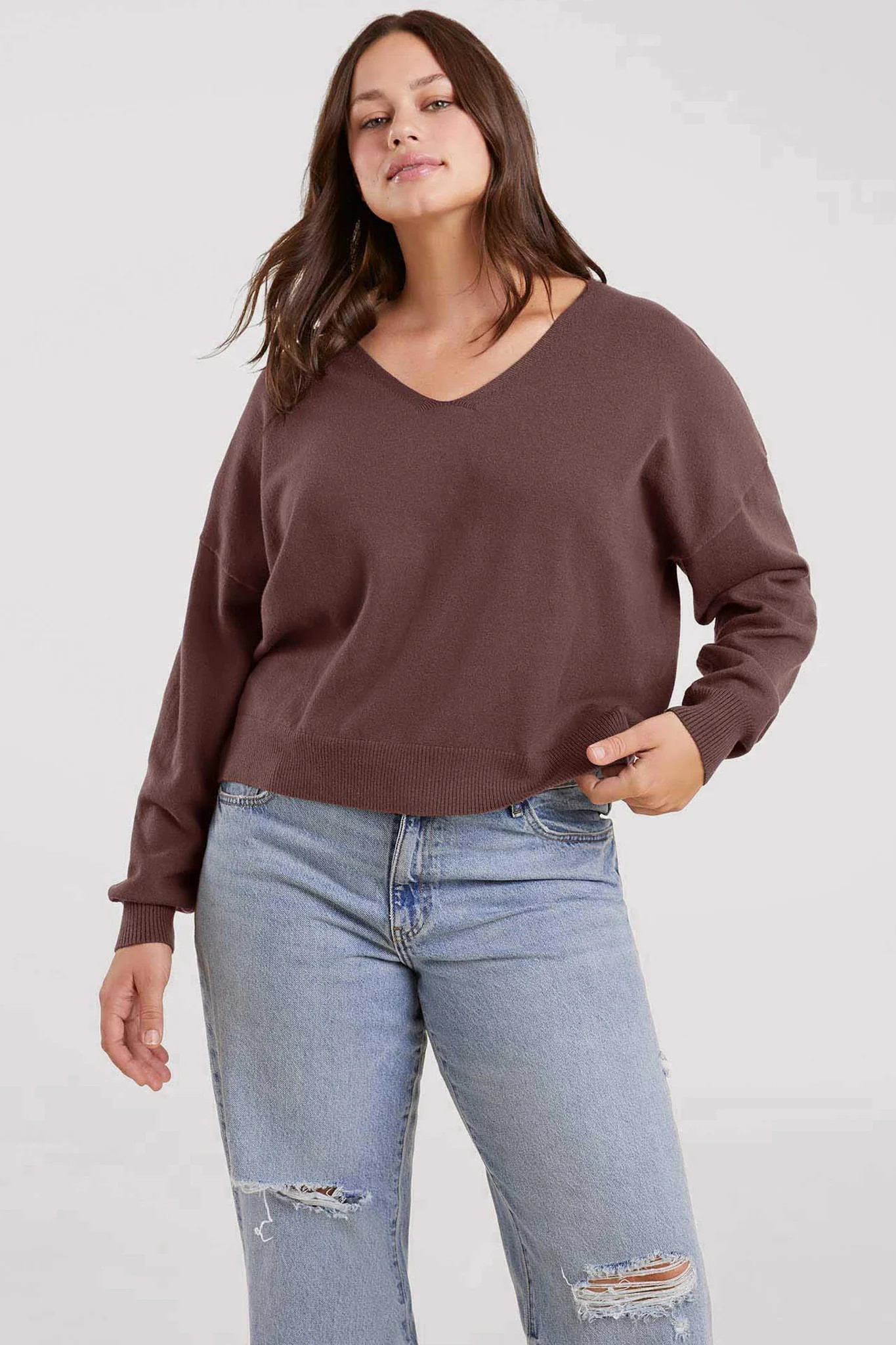 Luxe Knit V-Neck Sweater | Nuuds US