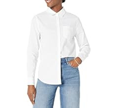 Amazon Essentials Women's Classic-Fit Long-Sleeve Button-Down Poplin Shirt | Amazon (US)