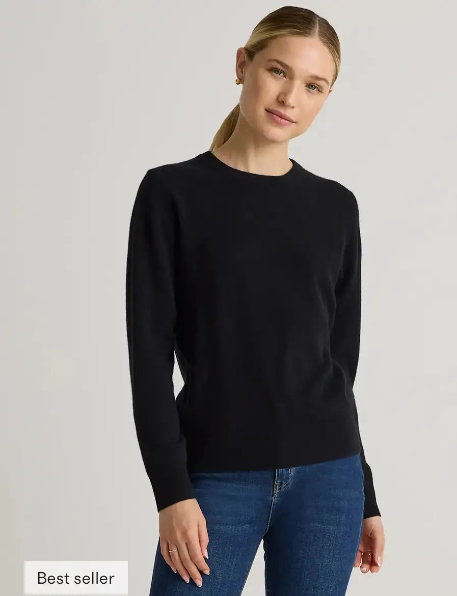 Mongolian Cashmere Crewneck Sweater in Black | Quince