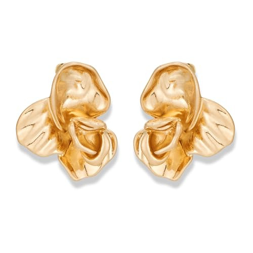 Vintage Gold Flower Earrings For Women Gold Plated Floral Studs Boho Statement Earrings | Amazon (US)