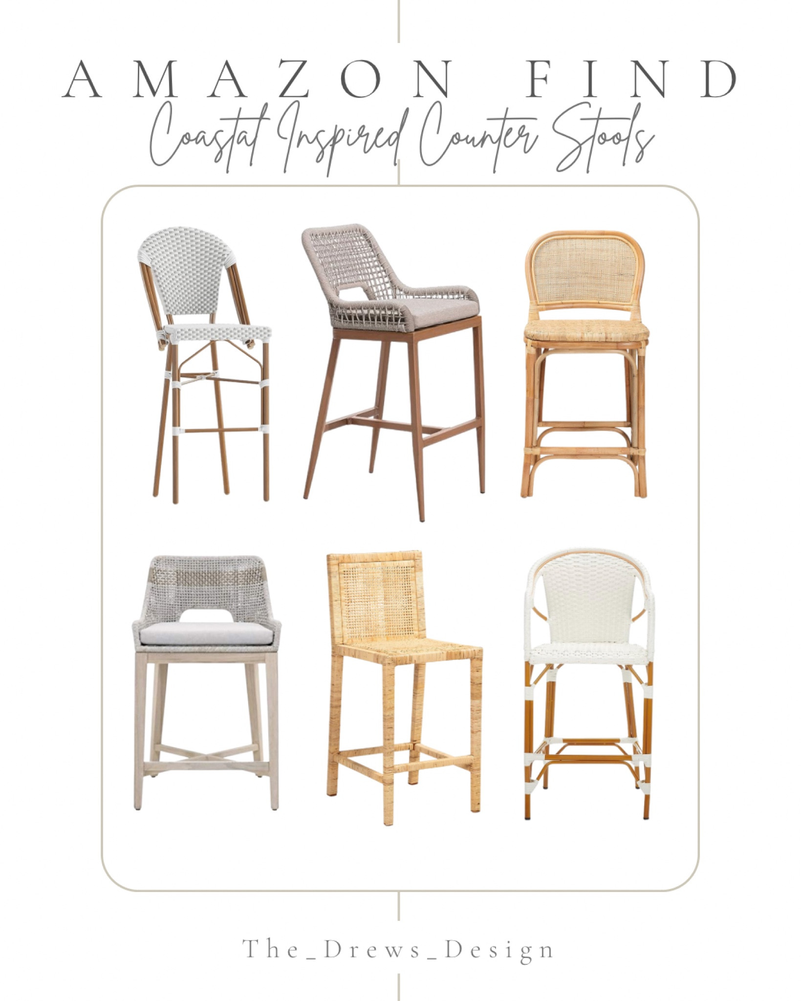 Coastal inspired kitchen counter stools on Amazon! Rattan, bistro, Serena & Lily dupe, bar stool, kitchen stool, Amazon home find 

#LTKhome #LTKsalealert #LTKstyletip