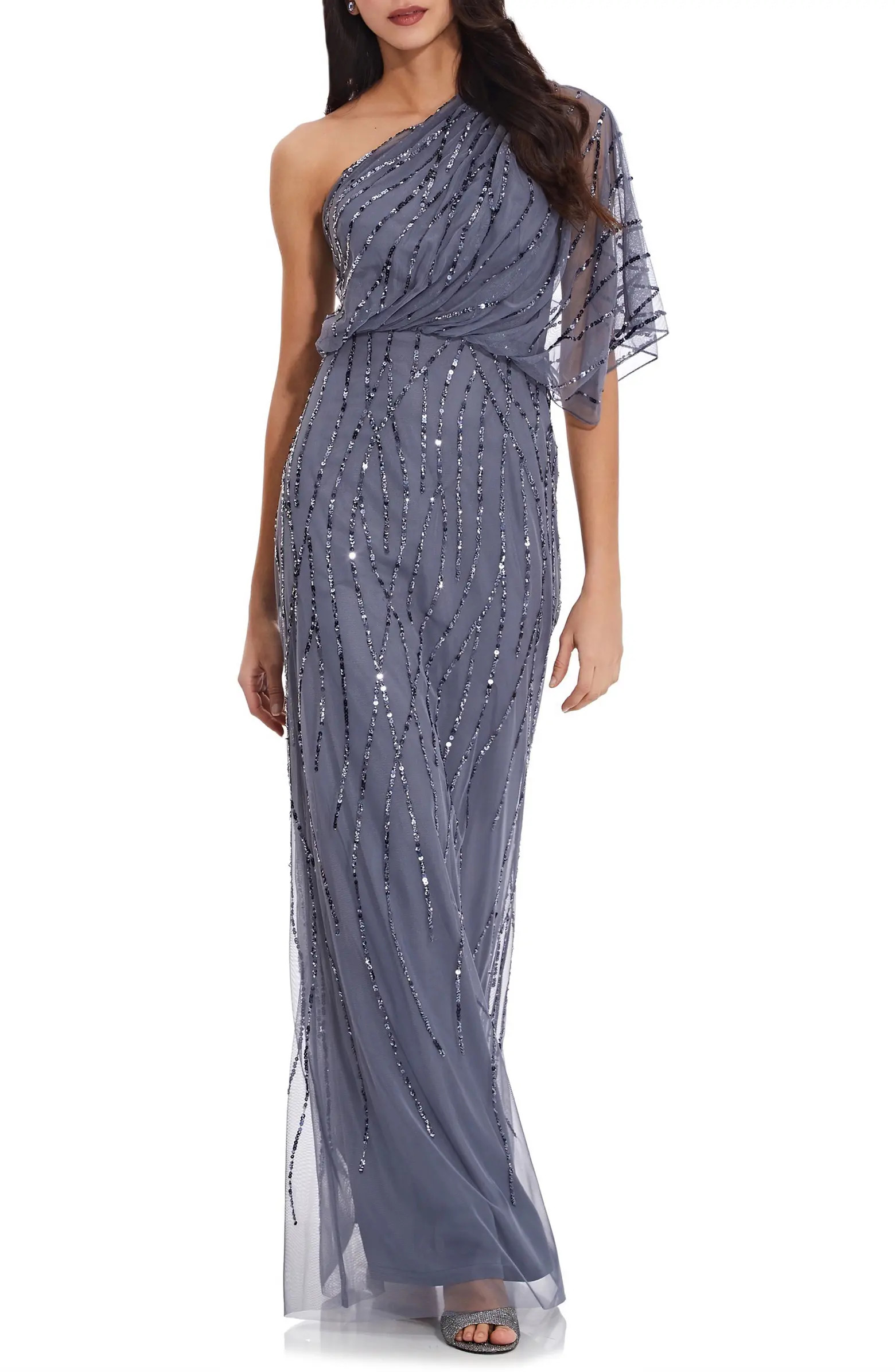 Adrianna Papell Sequin One-Shoulder Gown | Nordstrom | Nordstrom