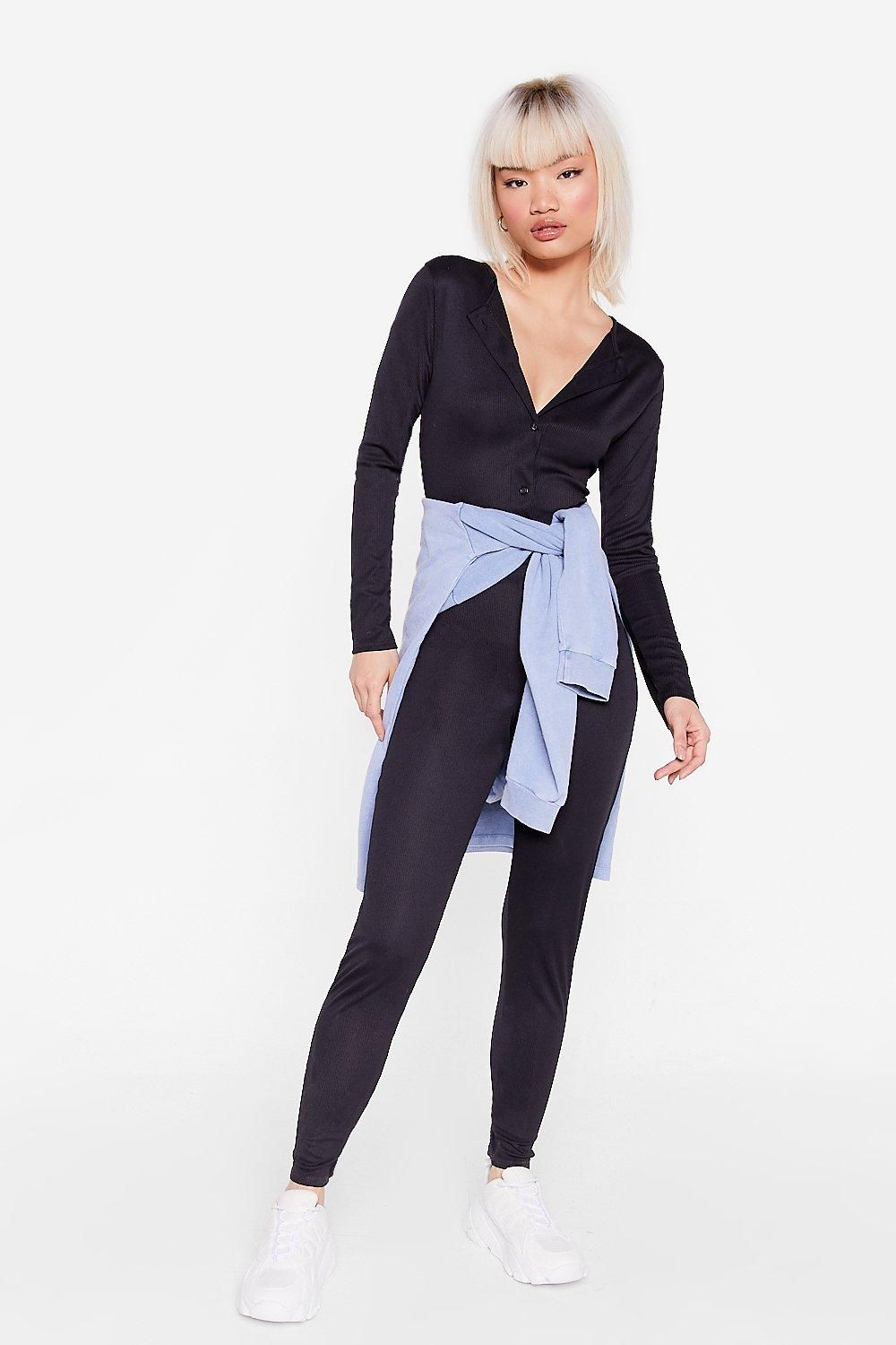 Womens Right Button Track Petite Fitted Jumpsuit - Black | NastyGal (US & CA)