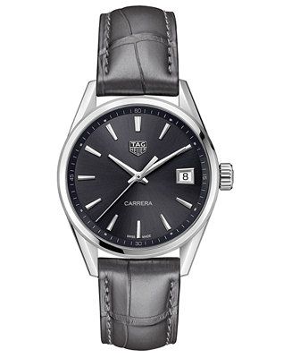 LIMITED EDITION Swiss Carrera Gray Leather Strap Watch 36mm, Created for Macy's | Macys (US)