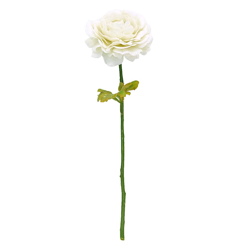 Cream Real Feel Fabric Ranunculus Floral Pick, 12" | At Home