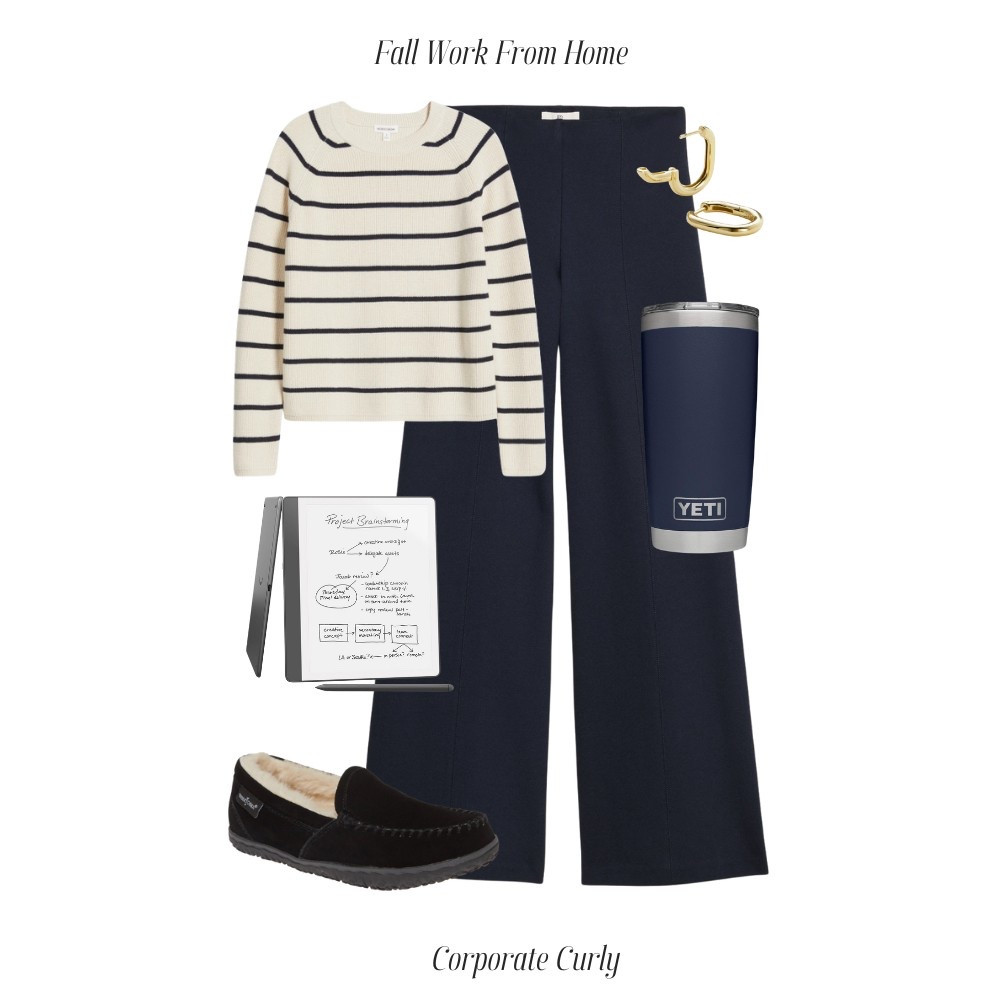 Comfy meets polished—WFH never looked so good. 

fall work from home outfit, ponte pants, striped sweater, cozy work outfit, WFH style, remote workwear, comfy chic, fall fashion, wide-leg pants, merino wool sweater, LTK fall outfit, casual professional look



#LTKShoeCrush #LTKHome #LTKWorkwear
