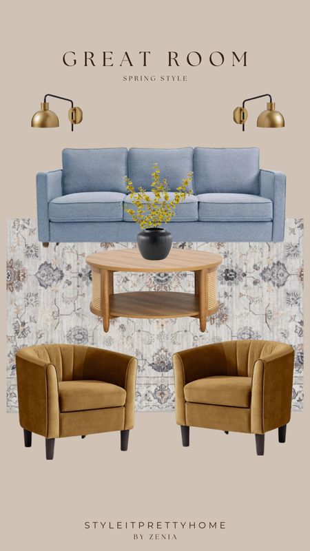 Spring vibes are here in this great room!

Gold velvet, slate blue upholstery, living room, spring color interiors, round coffee table 

#LTKHome #LTKStyleTip