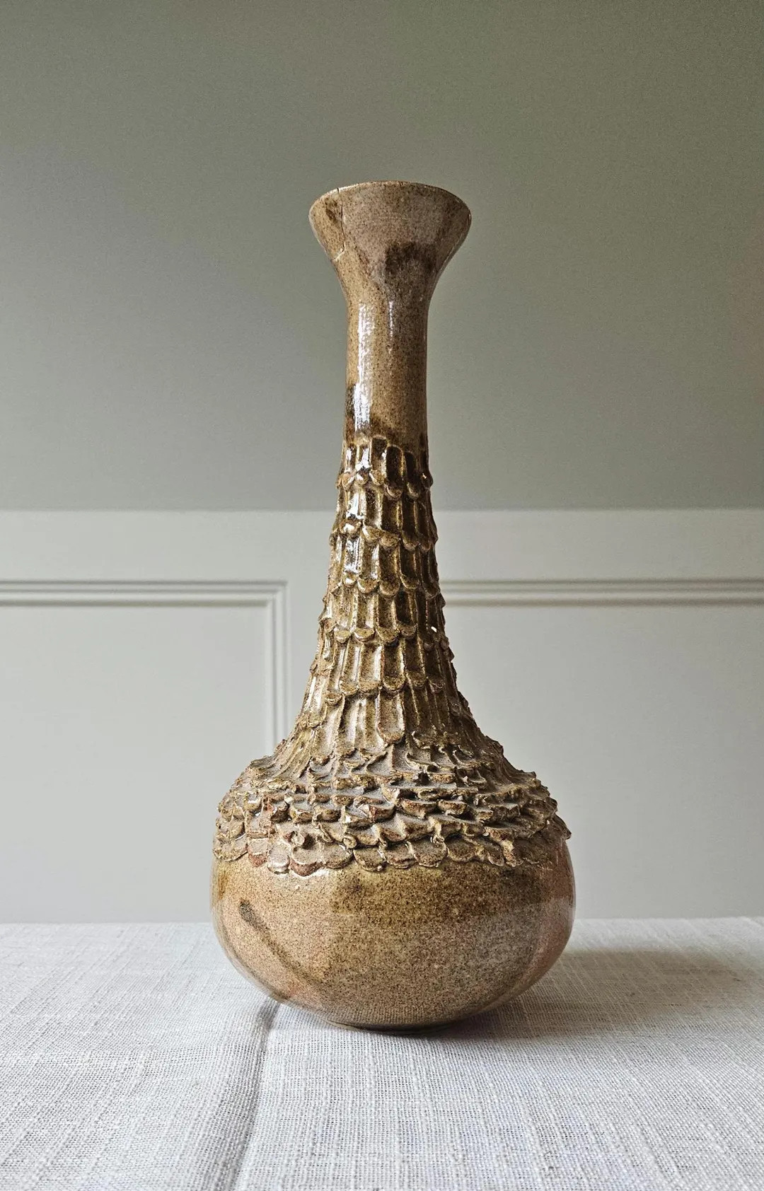 Vintage Studio Pottery Vase | Brutalist Textured Ceramic Decor | Etsy (US)