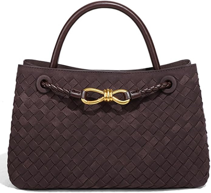 Suede Woven Tote Bag for Women Retro Woven Bag Handbag Bow Shoulder Satchel Suede Crossbody Purse... | Amazon (US)