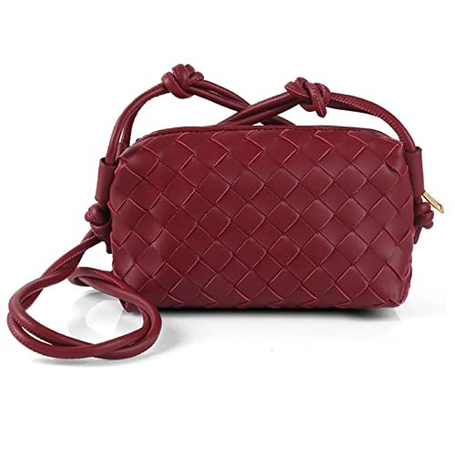 ZEDIUH Woven Crossbody Bags For Women, Small Handmade Purse Clutch Shoulderbag Handbag, Zipper Closure (Dark Red) | Amazon (US)