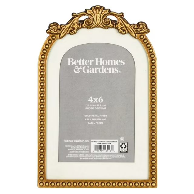 Better Homes & Gardens 4x6 Primrose Tabletop Picture Frame, Gold | Walmart (US)