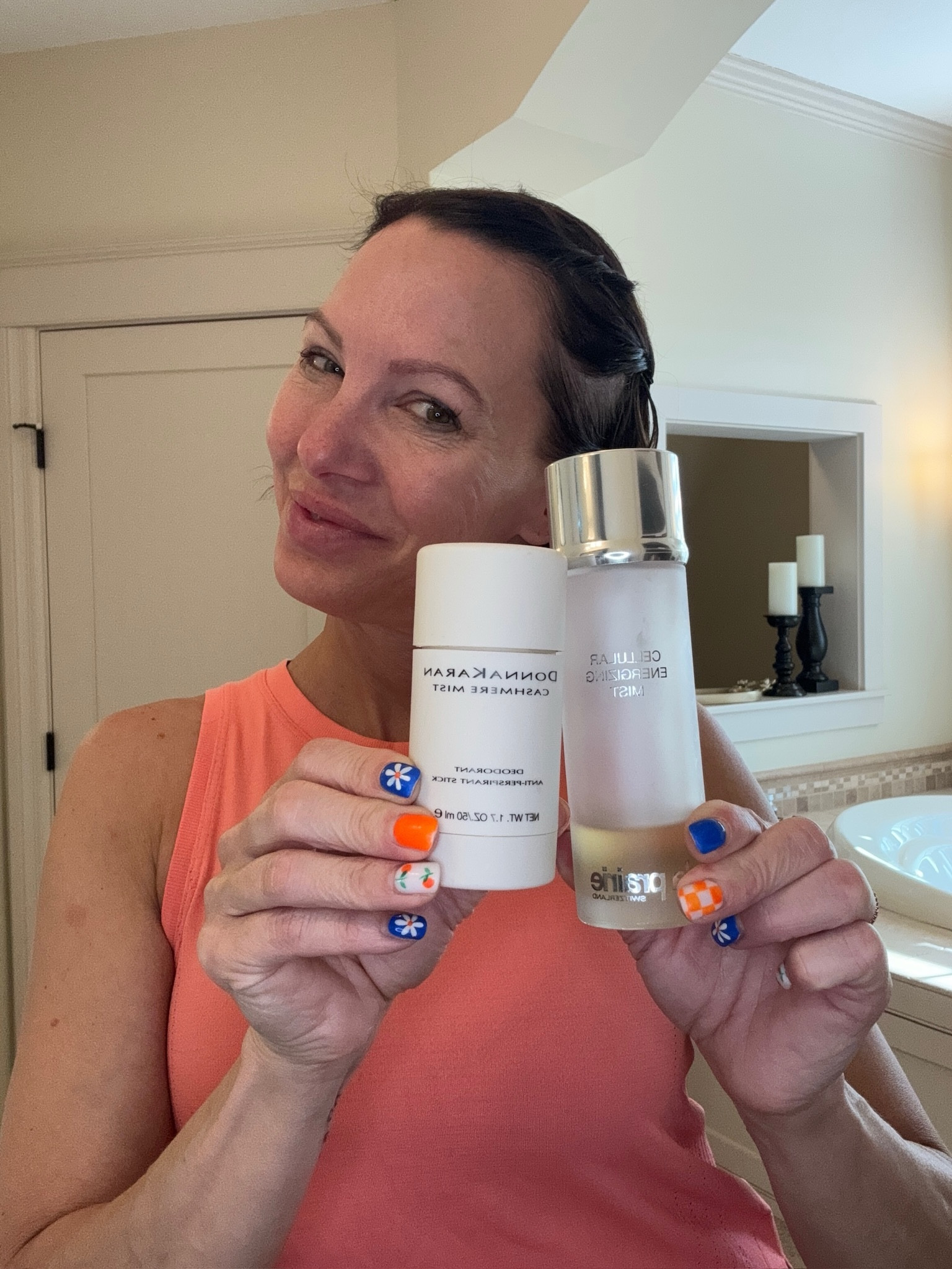 Linking some of my favorite products to quickly get me out the door but also smelling good. Donna Karen deodorant, energizing mist and lululemon tank top-size 4. Perfect summer finds! 

#LTKOver40 #LTKActive #LTKBeauty