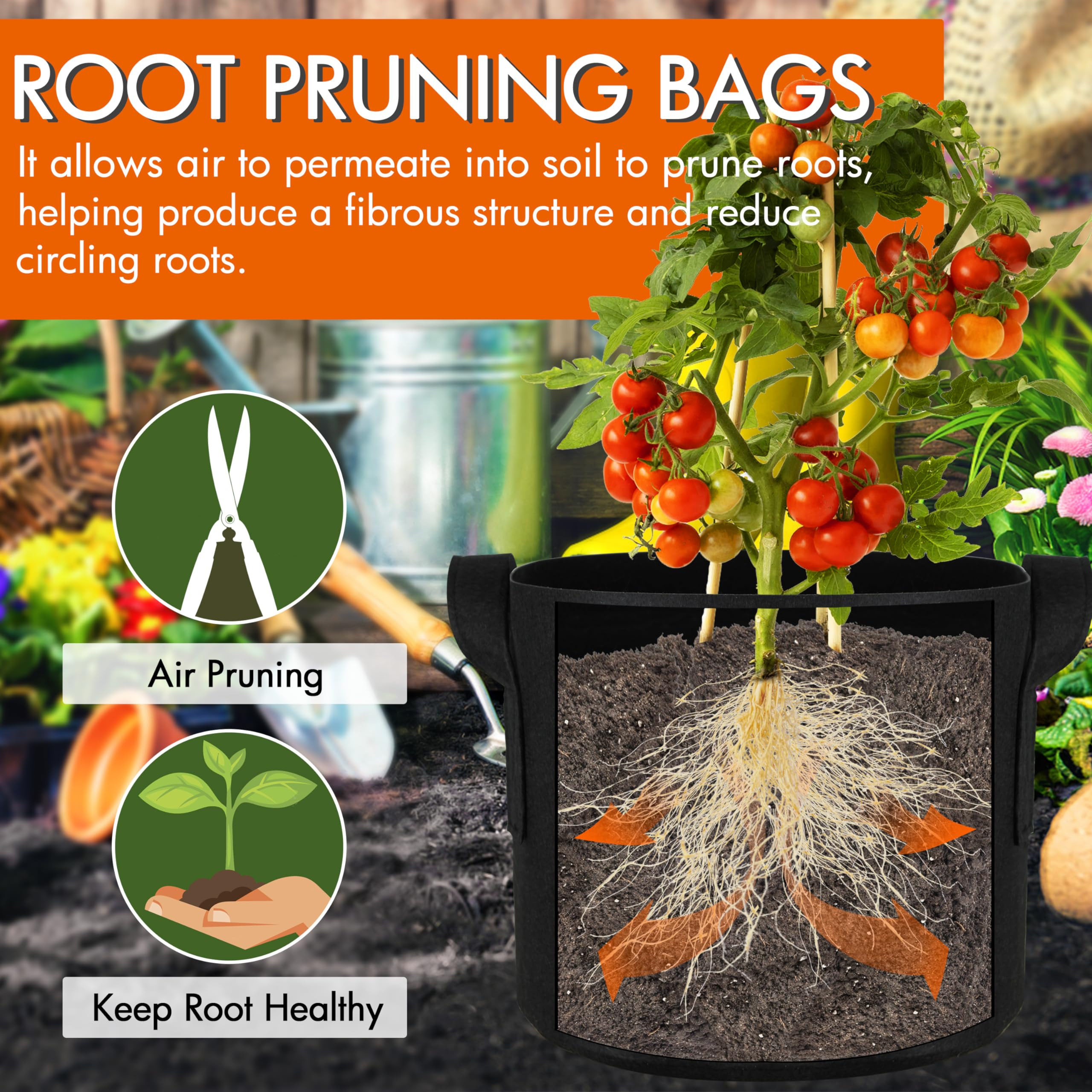 Gardzen 10-Pack 10 Gallon Grow Bags, 300G Thickened Aeration Fabric Pots with Handles, Heavy Duty... | Amazon (US)