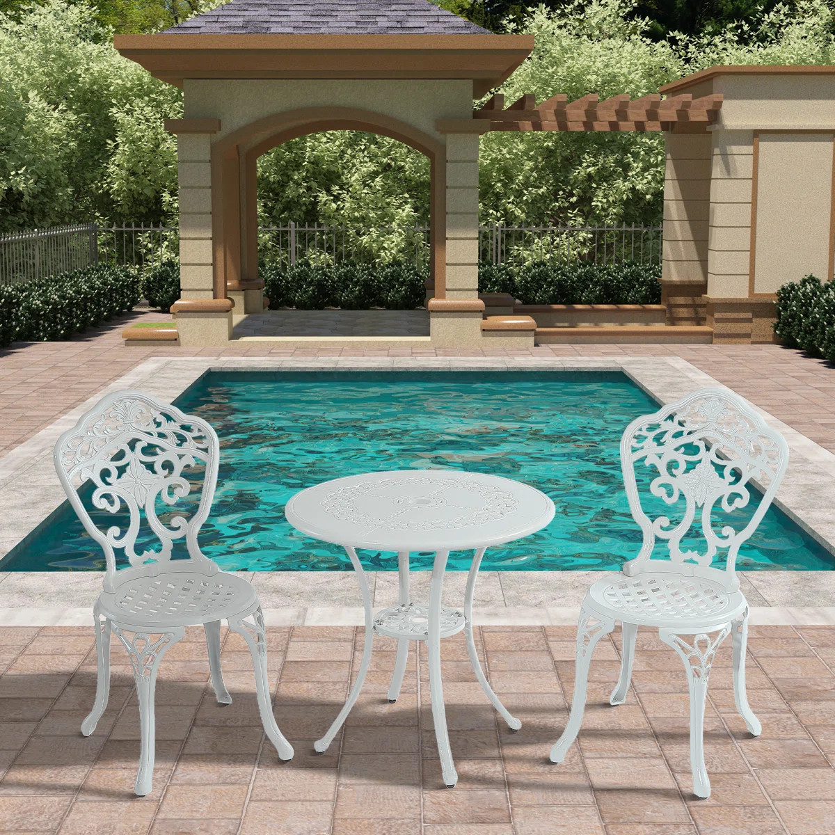 Baruyr 2 - Person Patio Dining Set with Round Table | Wayfair North America
