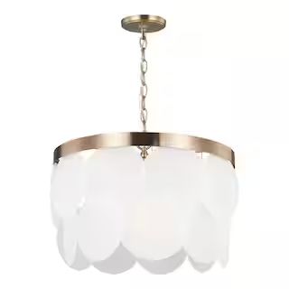 Mellita 6-Light Satin Brass Pendant with Satin Etched Glass Shades | The Home Depot