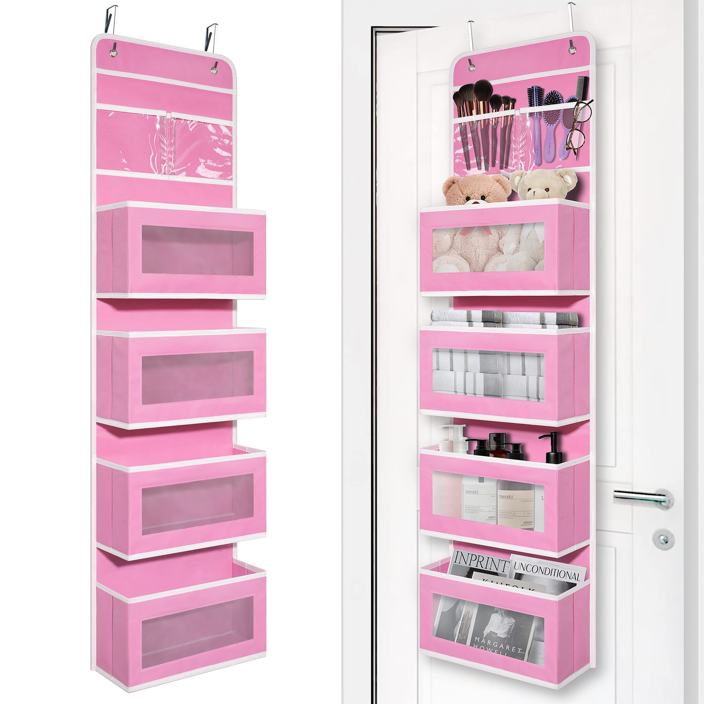 Over Door Organizer with 4 Large Capacity Pockets, Hanging Organizer Storage for Closet Bathroom ... | Amazon (US)