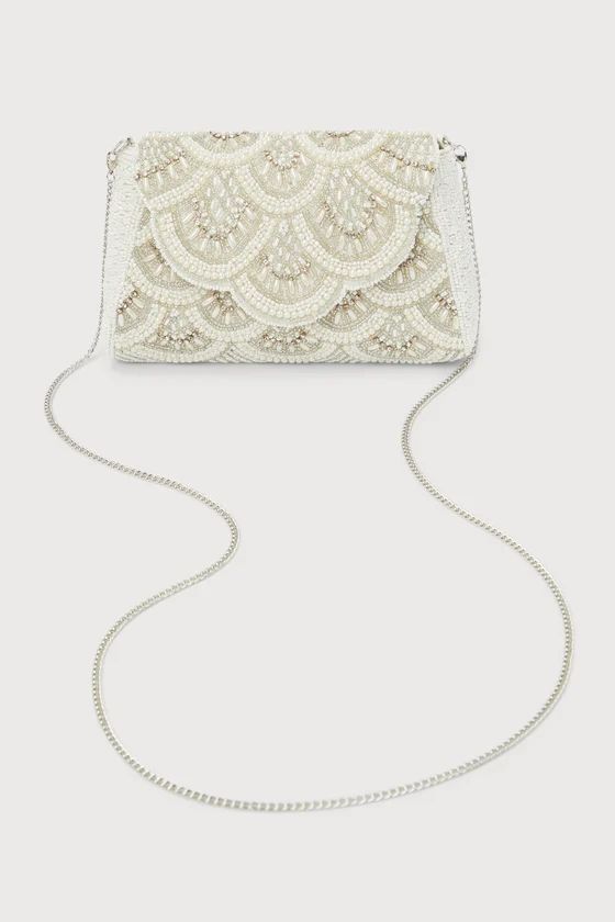 All That Shimmers White Beaded Pearl Crossbody Clutch | Lulus (US)