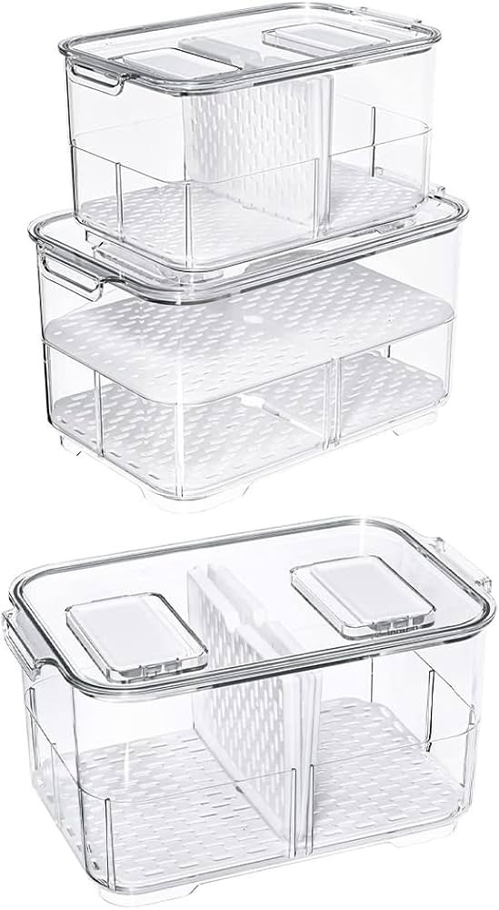 SANNO Vegetable Fruit Containers Fridge Food Storage Produce Saver Fridge Food Storage Containers... | Amazon (US)