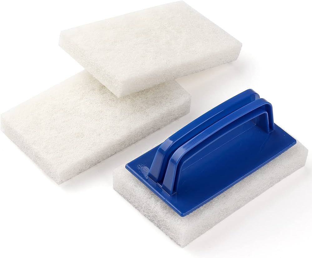Handled Bath Scrubber, Bathroom Scouring Pad, Heavy Duty Cleaning Sponge Scrub Brush, Non-Scratch... | Amazon (US)