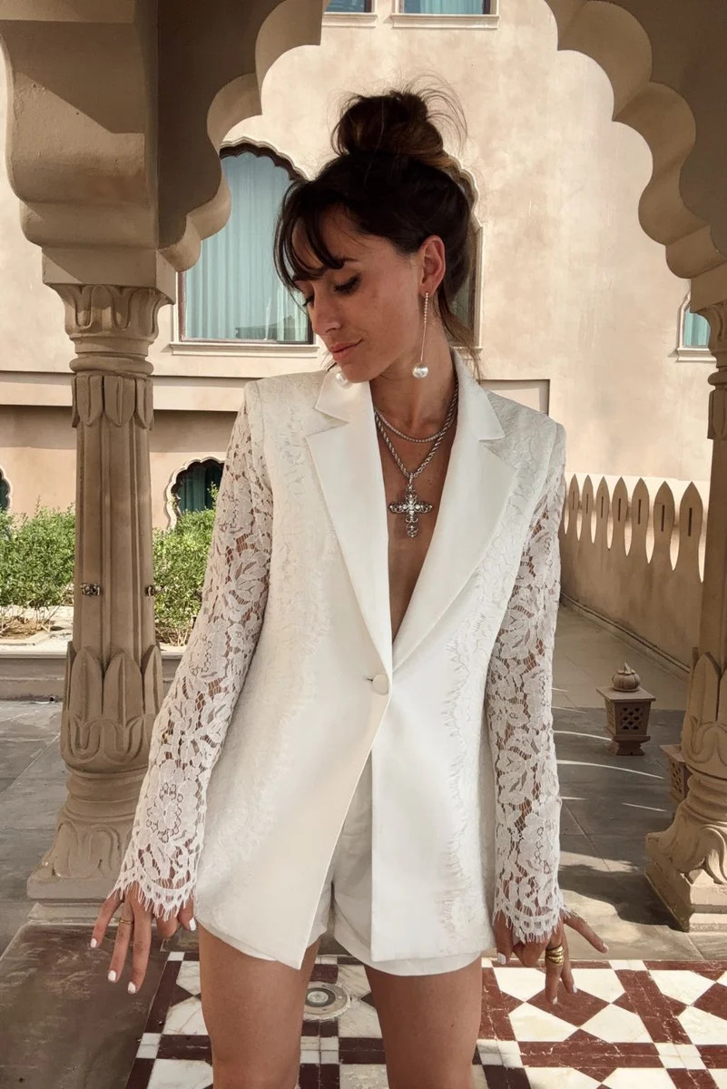 Chantal Lace Sleeve Blazer | 12th Tribe