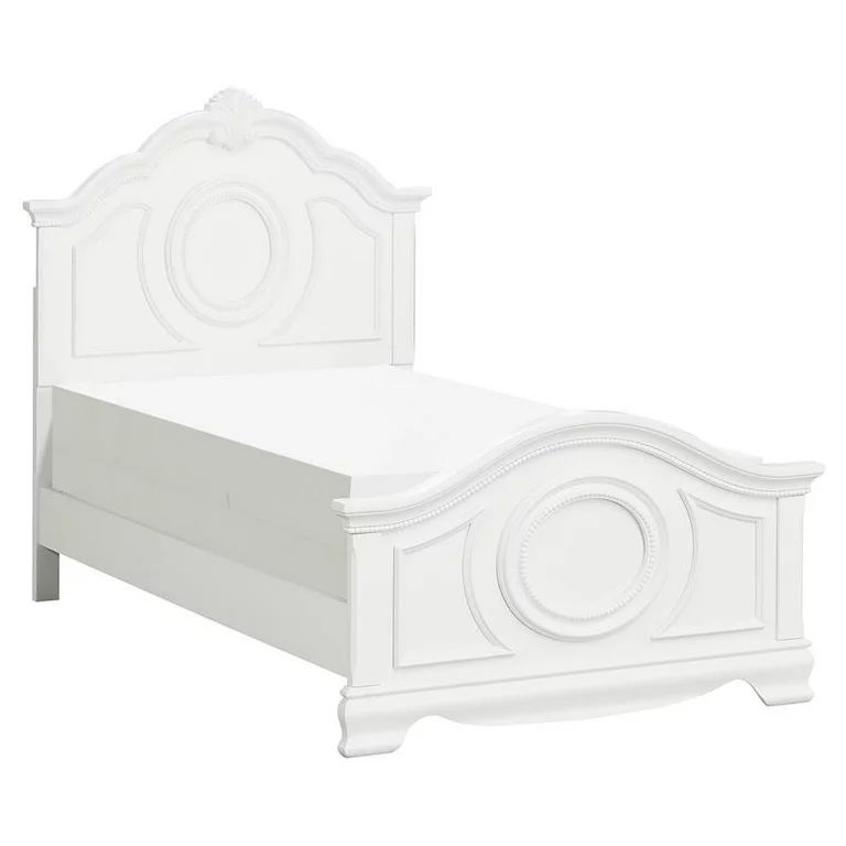 Lexicon Lucida Traditional Bead Molding and Shell Motif Wood Twin Bed in White - Walmart.com | Walmart (US)