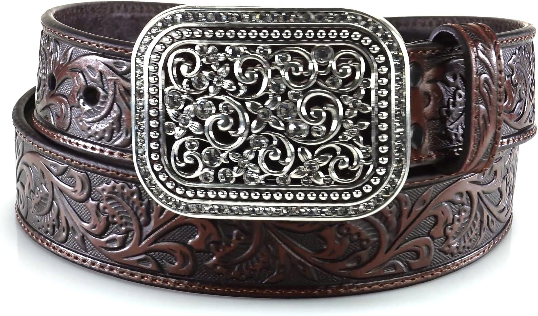 ARIAT Women's Rhinestones Embossed Leather Belt | Amazon (US)
